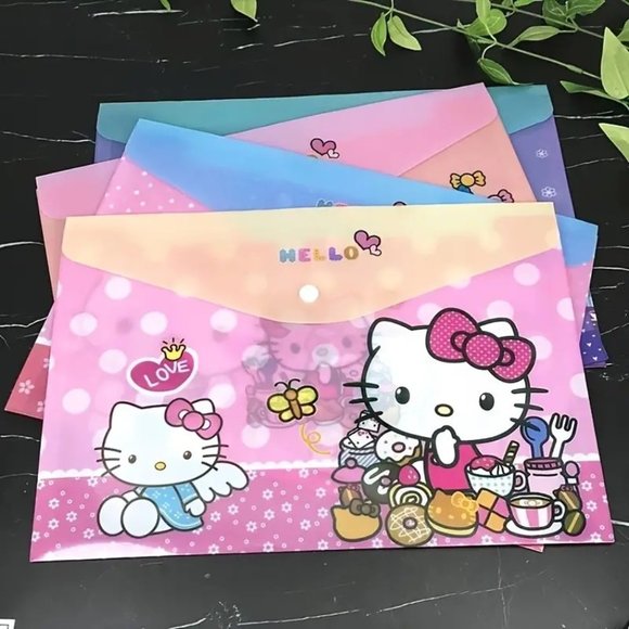 Hello Kitty Binder Folders 4pc School Tote Document Papers Work School Sanrio - Picture 2 of 6